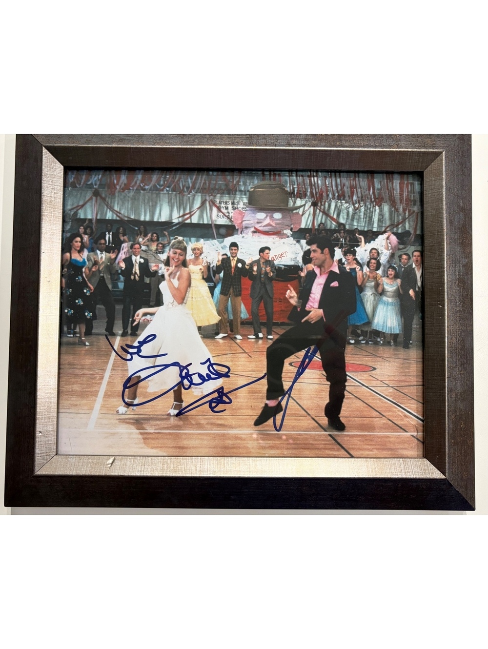 John Travolta & Olivia Newton John Signed Grease 8x10 Photo with COA Framed